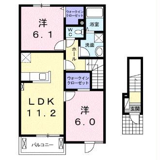 ブリーズ 打馬(2LDK/2階)の間取り写真