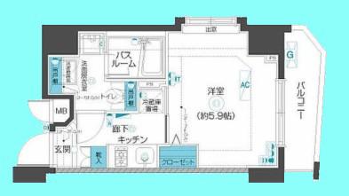 フェニックス武蔵小山(1K/5階)の間取り写真