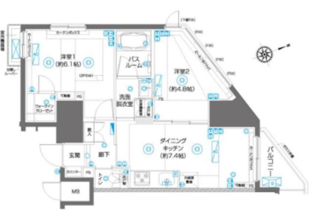 ZOOM駒込(2DK/3階)の間取り写真