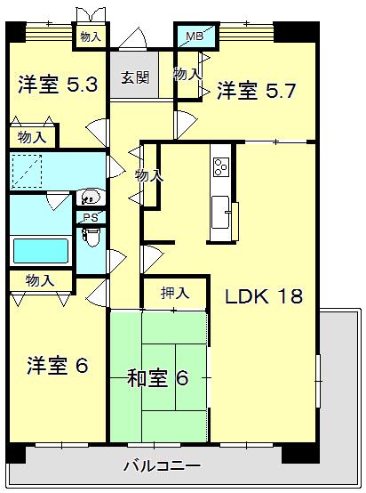 シティアガーデン甲府(4LDK/4階)の間取り写真