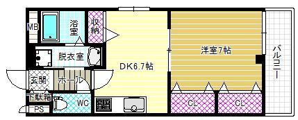 VULCAN城山(1DK/3階)の間取り写真