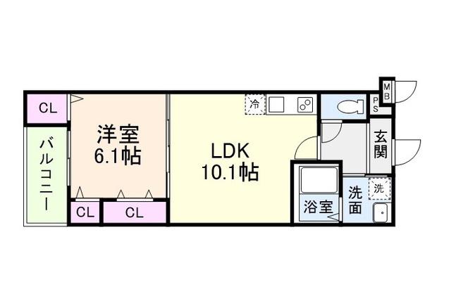 フジパレス エン III号館(1LDK/3階)の間取り写真