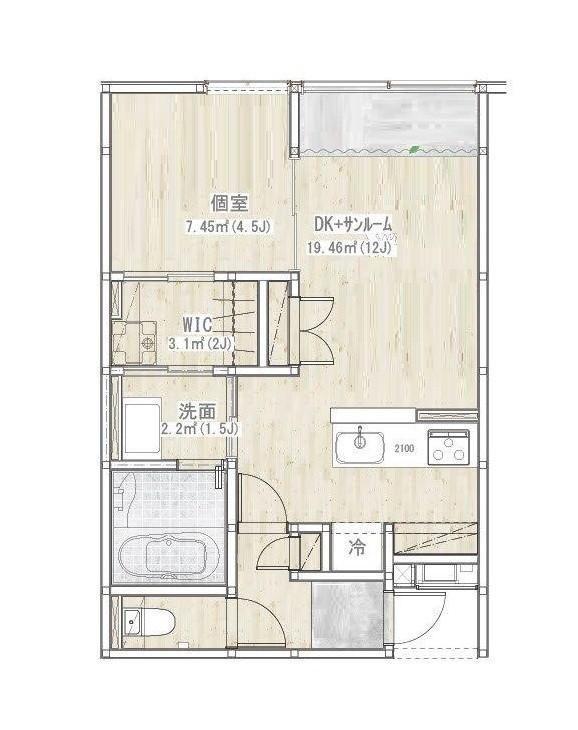 ラ・メゾン川崎(1LDK/1階)の間取り写真