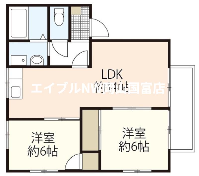 JR山陽本線 高島駅(岡山) 徒歩4分 2階建 築31年(2LDK/1階)の間取り写真