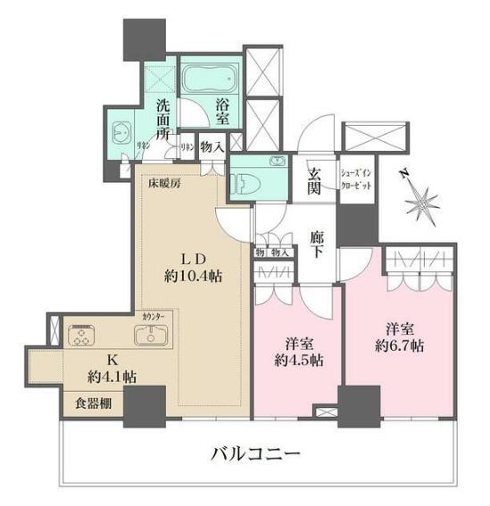 ザ・パークハウス三田ガーデン タワー棟(2LDK/22階)の間取り写真