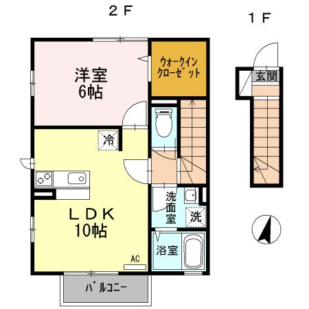 プレジール田無(1LDK/2階)の間取り写真