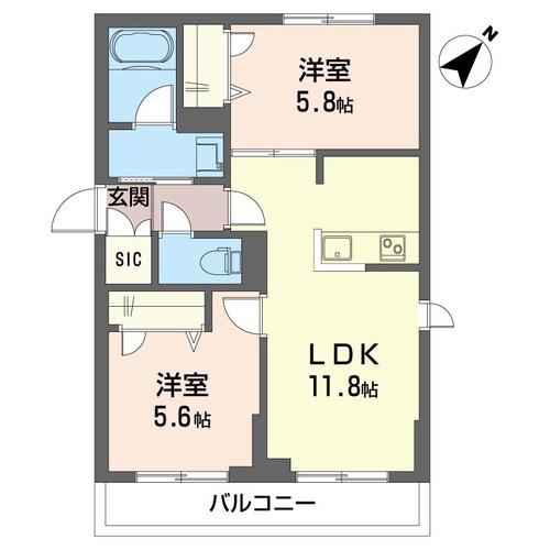 パークオヴェスト西新宿(2LDK/3階)の間取り写真