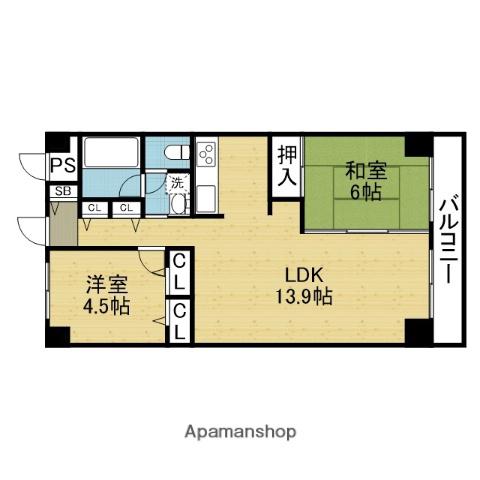 ネオコーポ大阪城公園2(2LDK/3階)の間取り写真