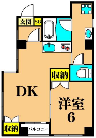 湯建大森北ビルI(1DK/2階)の間取り写真