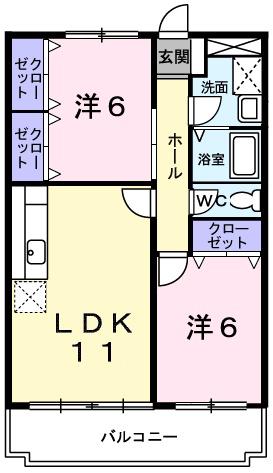 コーポ大末(2LDK/3階)の間取り写真