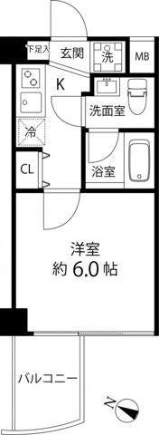 マーレ横浜白金(1K/6階)の間取り写真