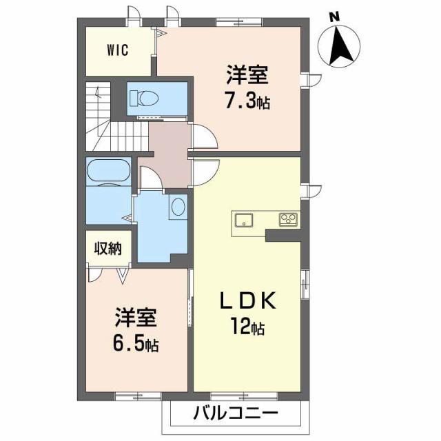 シャーメゾンMO A・B(2LDK/2階)の間取り写真
