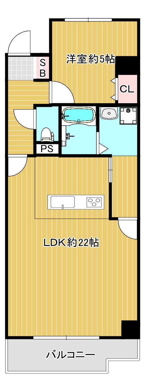 ハイマート南森町(1LDK/4階)の間取り写真
