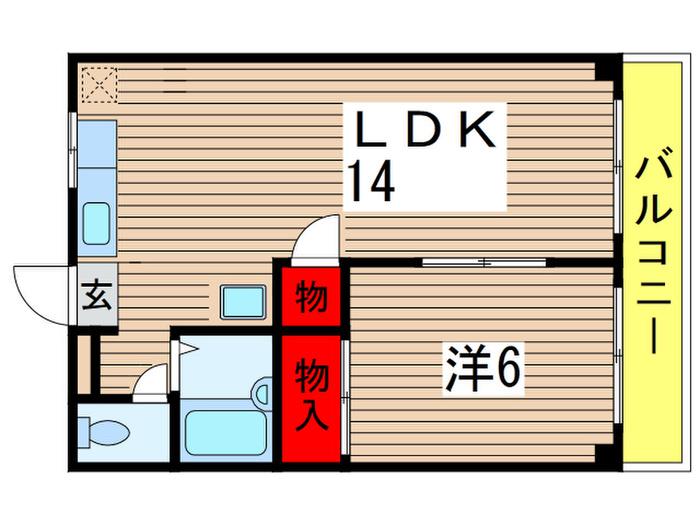笠川ハイツ(1LDK/1階)の間取り写真