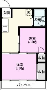 OKCコーポ(2K/1階)の間取り写真