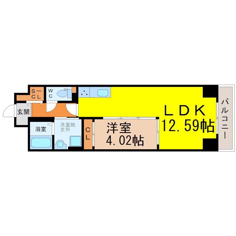 PRIMAL千種STELO(1LDK/5階)の間取り写真