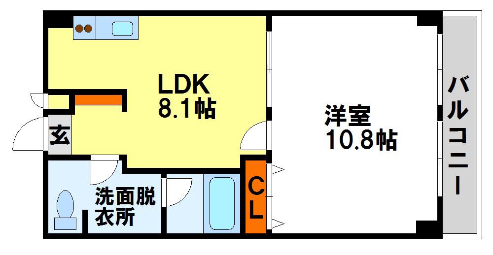 ライフステージ二日市弐番館(1LDK/2階)の間取り写真