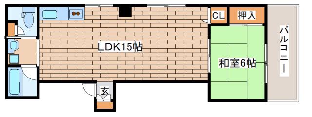 キリンハイム(1LDK/6階)の間取り写真