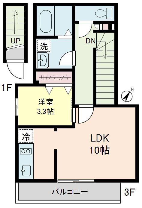 ベル・フルール(1LDK/3階)の間取り写真