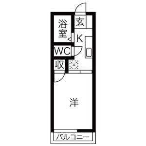 ハイツアイカ松本(1K/1階)の間取り写真