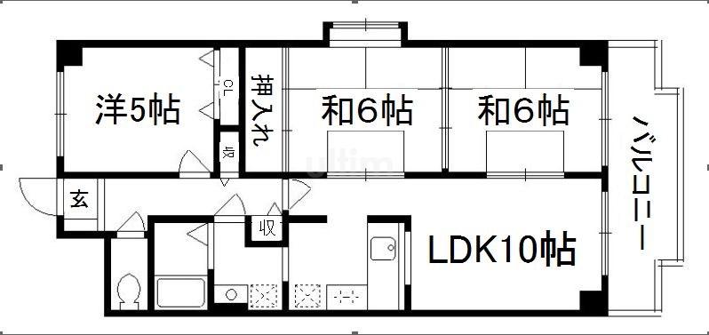 グランドハイツ洛南(3LDK/3階)の間取り写真