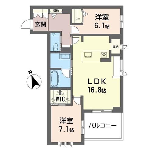 リシェス・ノワール下北沢(2LDK/2階)の間取り写真