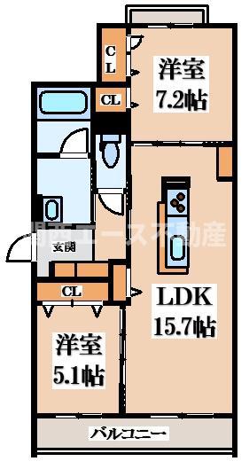 シャーメゾン タニガワ(2LDK/1階)の間取り写真