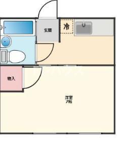 アミューズ宮本A(1K/2階)の間取り写真