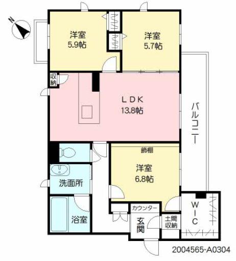 シャーメゾンFIERTE(3LDK/3階)の間取り写真