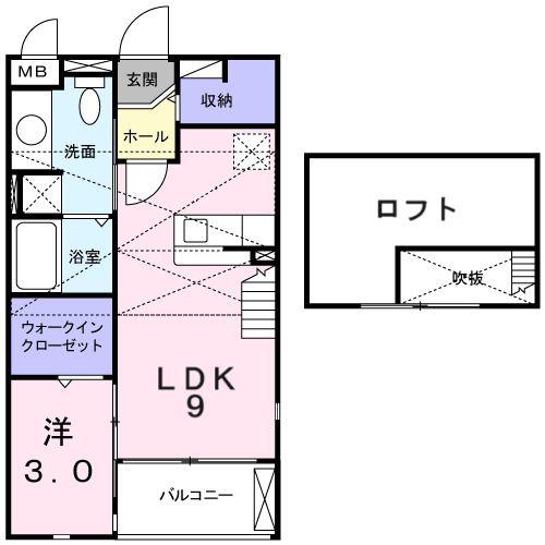 ブリーゼ美鈴(1LDK/2階)の間取り写真
