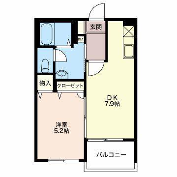 リヴュール(1DK/2階)の間取り写真