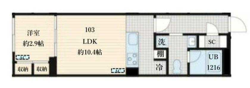 フレア島津山(1LDK/2階)の間取り写真