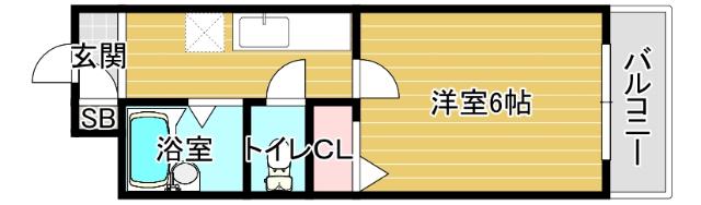 ハーモニー南市岡(1K/3階)の間取り写真