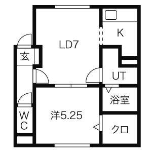 JUNO南郷(1LDK/1階)の間取り写真