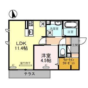 近鉄大阪線 長瀬駅 徒歩13分 2階建 築5年(1LDK/1階)の間取り写真