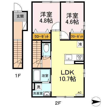 DーROOM曙(2LDK/1階)の間取り写真