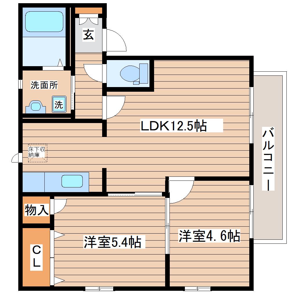ヌーヴェルコート(2LDK/2階)の間取り写真