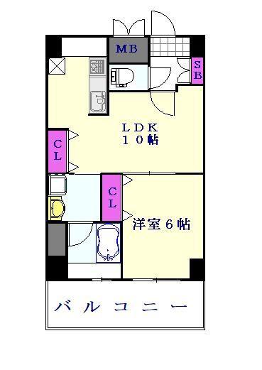 八潮PARK SQUARE(1LDK/10階)の間取り写真