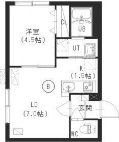デコラティエ福住(1LDK/4階)の間取り写真