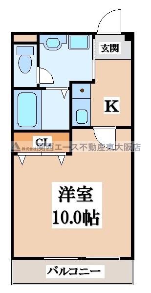 プルメリアコート(1K/1階)の間取り写真