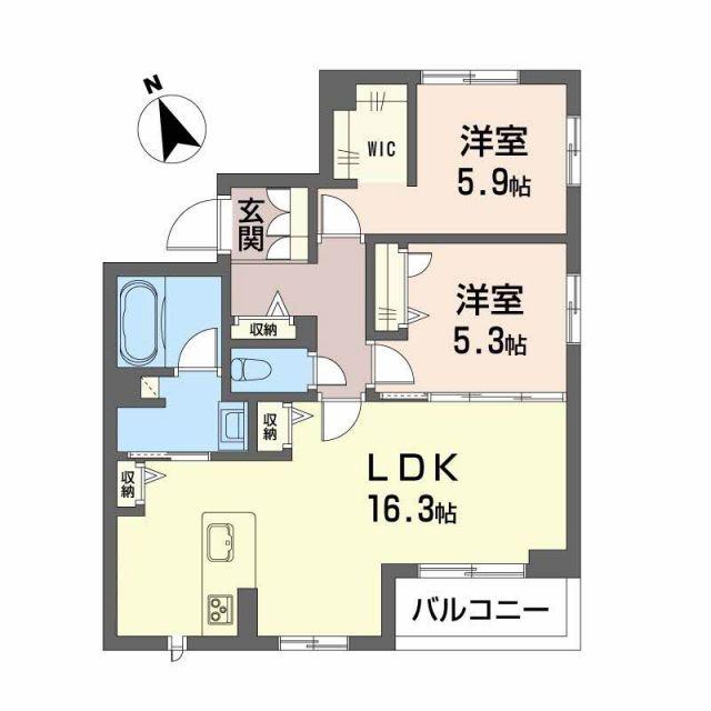 AYA MIGNON(2LDK/2階)の間取り写真