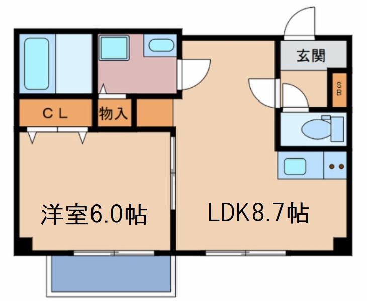 セブンオークス(1LDK/4階)の間取り写真