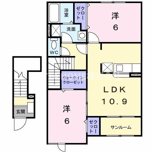 ル・モネ(2LDK/2階)の間取り写真