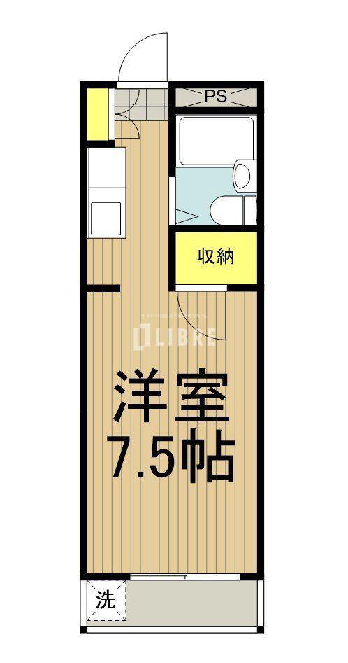 スカイブルー関口(ワンルーム/2階)の間取り写真