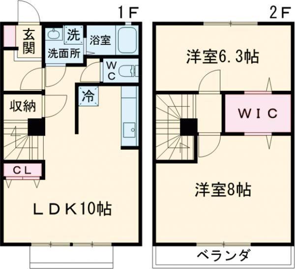 ル・アレ豊川(2LDK/1階)の間取り写真