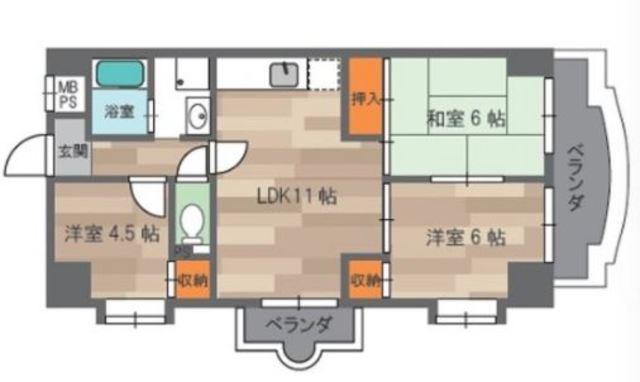 アルデール中野(3LDK/3階)の間取り写真