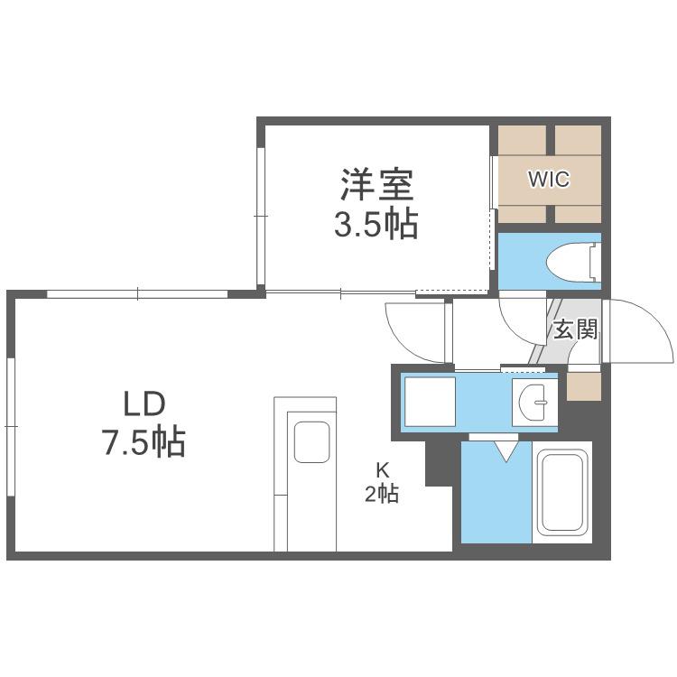 S-RESIDENCE厚別南(1LDK/3階)の間取り写真
