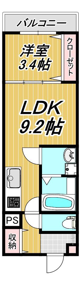 LE COCON 一宮IX(1LDK/3階)の間取り写真