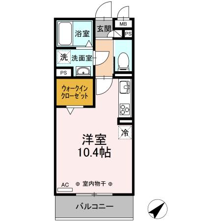 コルディエラ(ワンルーム/3階)の間取り写真