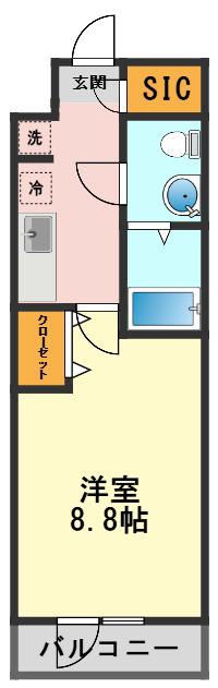 ドゥーエ瑞江(1K/2階)の間取り写真